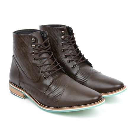 Lace-Up Perforated Boot // Brown (US: 8)