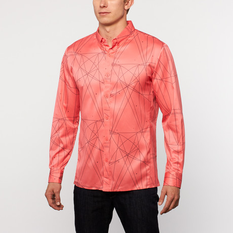 Labor Long-Sleeve Button-Down // Smokey Rose Line Print (S)