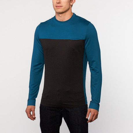 The Hollis Pullover // Peacock + Black Heather (S)