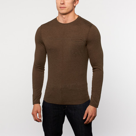 The Hollis Long-Sleeve Crew Neck Tee // Pure Dirt Heather (S)
