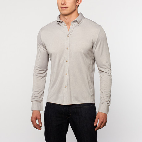 Overtime Knit Long-Sleeve Button-Up // Lunar (S)