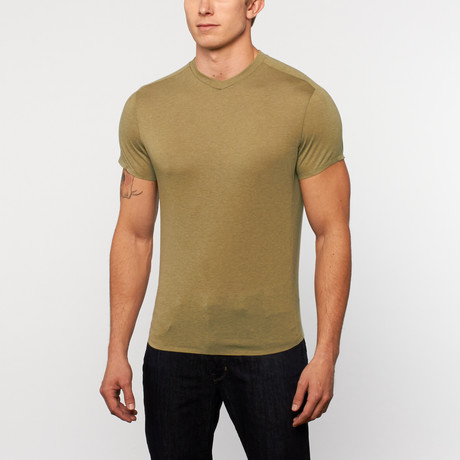 LA V-Neck Tee // Olive Heather (S)