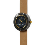 Black Marble Round Swiss Quartz // Tan Strap
