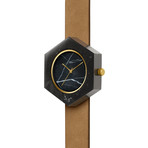 Black Marble Hex Swiss Quartz // Tan Strap