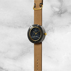 Black Marble Round Swiss Quartz // Tan Strap