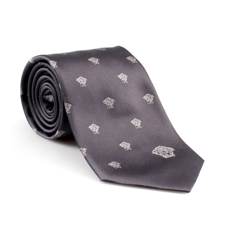 Silk Tie // Grey Medusa Pattern