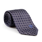 Silk Tie // Dark Blue + White Squares