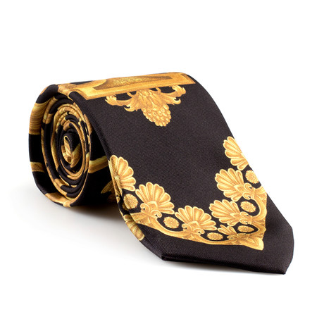 Silk Tie // Black + Yellow