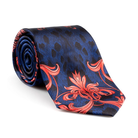 Silk Tie // Black + Navy + Crimson