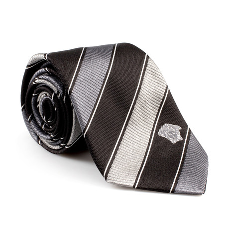 Silk Tie // Grey + Black Stripe