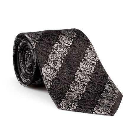 Dion Floral Tie // Black + Grey