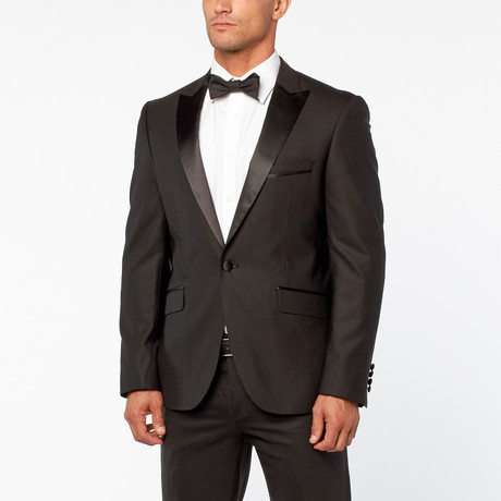 Satin Peak Lapel Tuxedo // Black (Euro: 46)