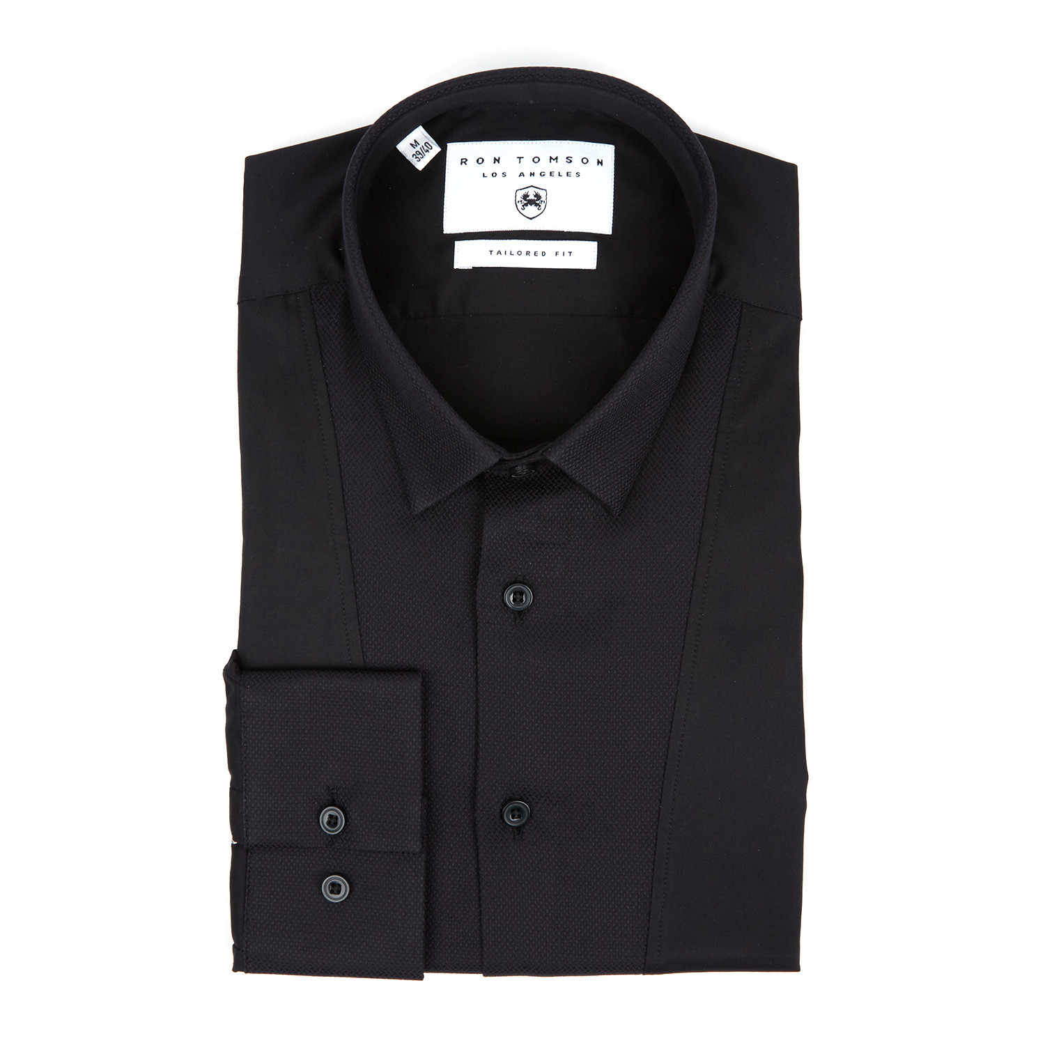 Pique Tuxedo Shirt // Black (M) - Ron Tomson - Touch of Modern