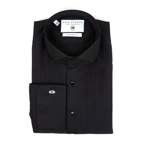 Pleated Tuxedo Shirt // Black (S)