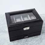 8 Slot Watch Box + Drawer Box // Black Leather