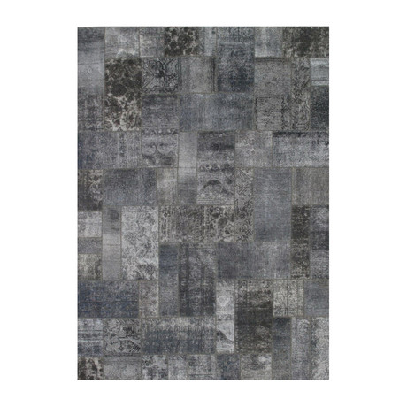 Patchwork Hand-Knotted Lamb's Wool Area Rug // 042492 // Grey