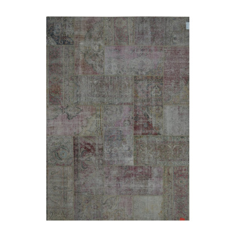 Patchwork Hand-Knotted Lamb's Wool Area Rug // 042496 // Beige