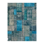 Patchwork Hand-Knotted Lamb's Wool Area Rug // 042466 // Turquoise