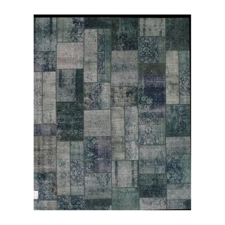 Patchwork Hand-Knotted Lamb's Wool Area Rug // 042469 // Silver