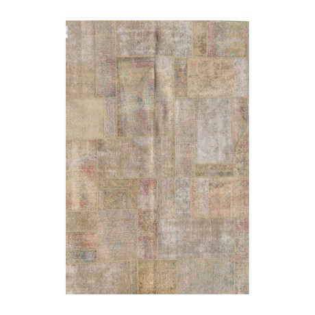 Patchwork Hand-Knotted Lamb's Wool Area Rug // 042472 // Beige