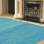 Hand-Loomed Sari Silk Area Rug // PJE-7 // Aqua (3'L x 2'W)