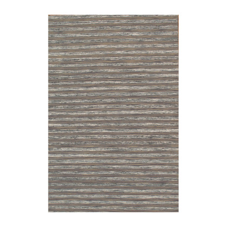 Hand-Loomed Sari Silk Area Rug // PJE-18 // Grey (4'L x 6'W)