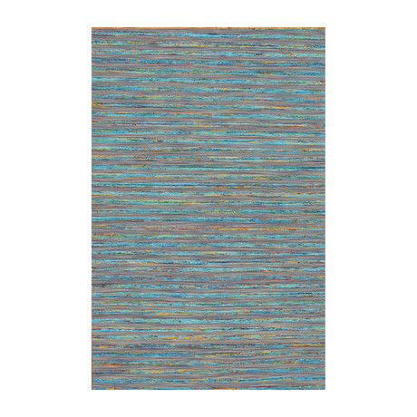 Hand-Loomed Sari Silk Area Rug // PJE-17 // Blue (4'L x 4'W)