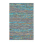 Hand-Loomed Sari Silk Area Rug // PJE-17 // Blue (4'L x 4'W)