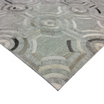 Cowhide + Hand-Loomed Sari Silk Area Rug // PTX-3137 // Silver (2'L x 3'W)