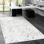 Cowhide + Hand-Loomed Sari Silk Area Rug // PTX-3137 // Silver (2'L x 3'W)