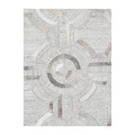 Cowhide + Hand-Loomed Sari Silk Area Rug // PTX-3137 // Silver (2'L x 3'W)