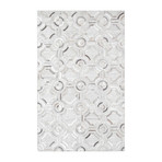 Cowhide + Hand-Loomed Sari Silk Area Rug // PTX-3137 // Silver (2'L x 3'W)