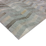 Cowhide + Hand-Loomed Sari Silk Area Rug // PTX-3105 // Silver (2'L x 3'W)