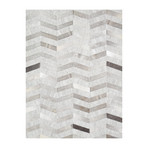 Cowhide + Hand-Loomed Sari Silk Area Rug // PTX-3105 // Silver (2'L x 3'W)