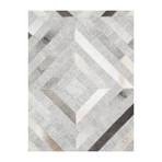 Cowhide + Hand-Loomed Sari Silk Area Rug // PTX-3104 // Silver (2'L x 3'W)