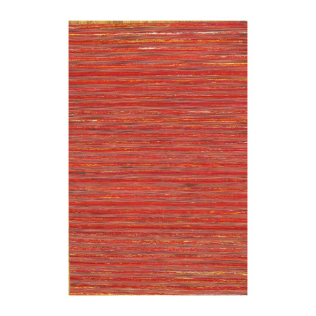 Hand-Loomed Sari Silk Area Rug // PJE-16 // Red (2'L x 3'W)