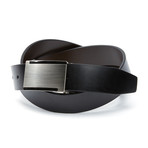 EMP // Plaque Buckle Reversible Leather Belt // Black + Brown (Waist 32)