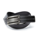 EMP // Contrast Stitch Split Leather Belt // Black (Waist 32)