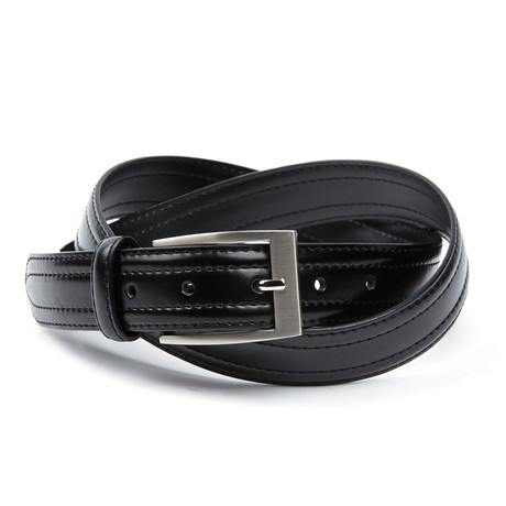 EMP // Split Leather Belt + Square Buckle // Black (Waist 32)