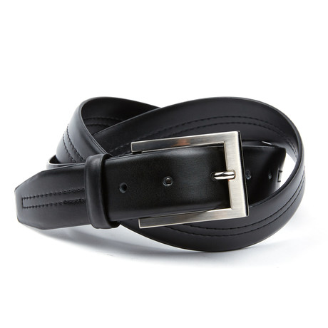 EMP // Split Leather Dress Belt + Square Buckle // Black (Waist 32)