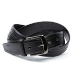 EMP // Split Leather Contrast Dress Belt // Black (Waist 32)