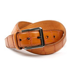 ISAACO // Embossed Crocodile Leather Belt // Tan (Small)