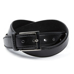 ISAACO // Top Stitched Dress Belt // Black (Small)