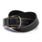 ISAACO // Single Contrast Border Casual Belt // Black (Small)