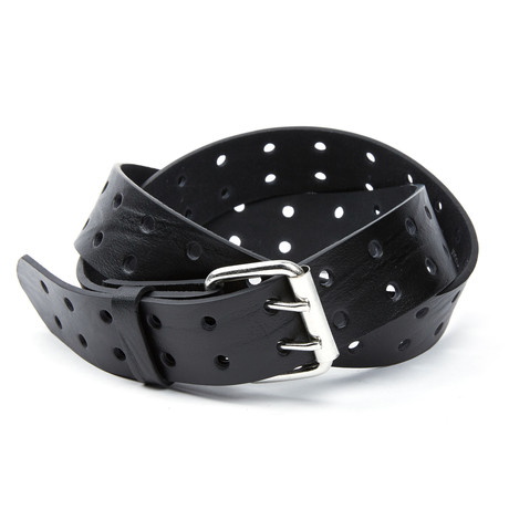 EMP // Two Hole Top Grain Leather Belt // Black (Small)