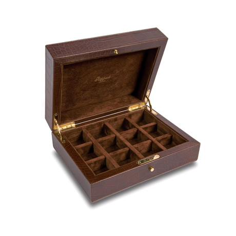 Leather Cuff Link Box // Brown