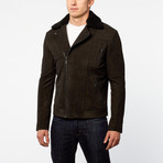 Barney + Taylor // Wilmslow Lamb Nubuck Asymmetric Biker Jacket // Black (L)