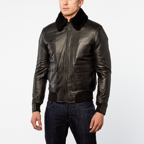 Barney + Taylor // Stockport Lamb Leather Aviator Jacket // Black (XS)