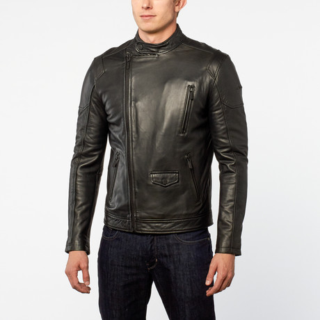 Barney + Taylor // Mottram Lamb Leather Asymmetric Biker Jacket // Black (XS)