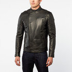 Barney + Taylor // Mottram Lamb Leather Asymmetric Biker Jacket // Black (M)